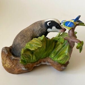 The Woodlands in April Badger by Franklin Porcelain Vintage Dated 1984 Collectib